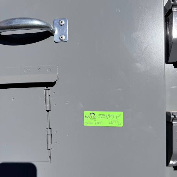City electrical release sticker after commercial electrical panel inspection in San Jose