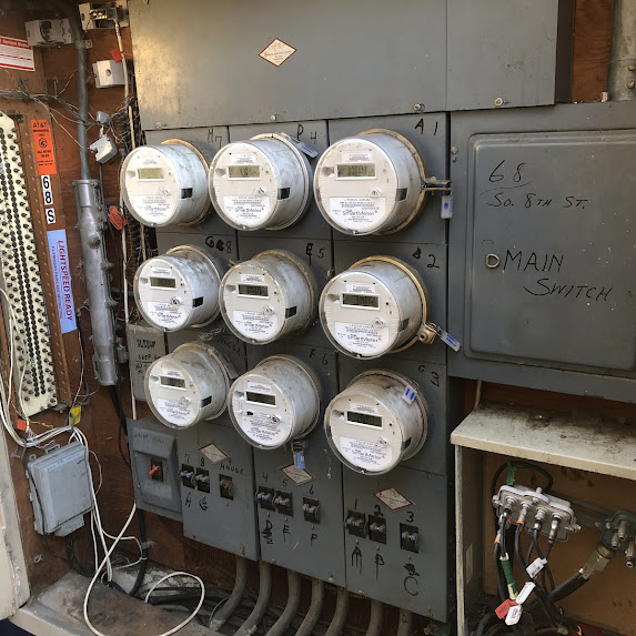 Apartment complex multi-meter electrical service and main switch before panel upgrade